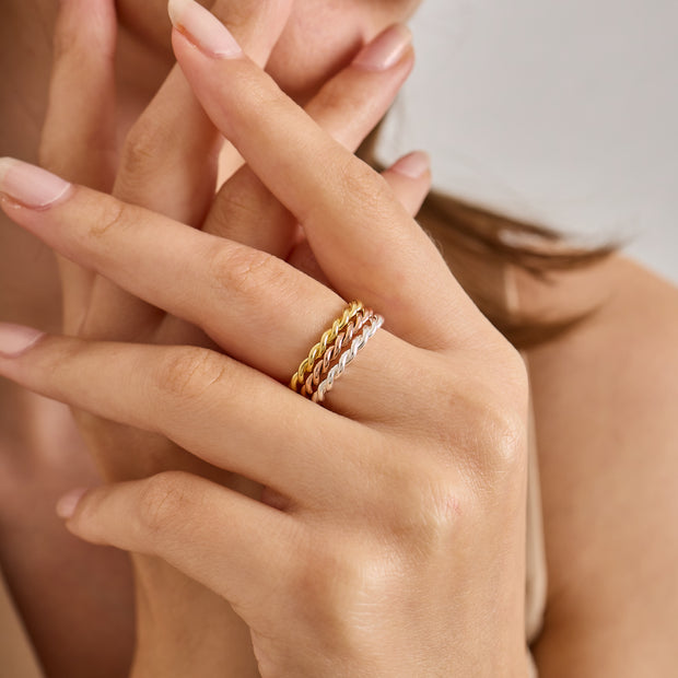 Twisted Rope Stacking Ring 925 Sterling Silver