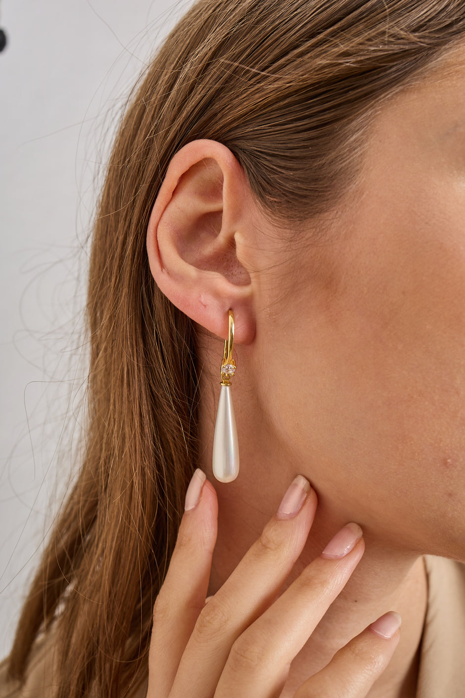 Long Teardrop Pearl Drop Earrings