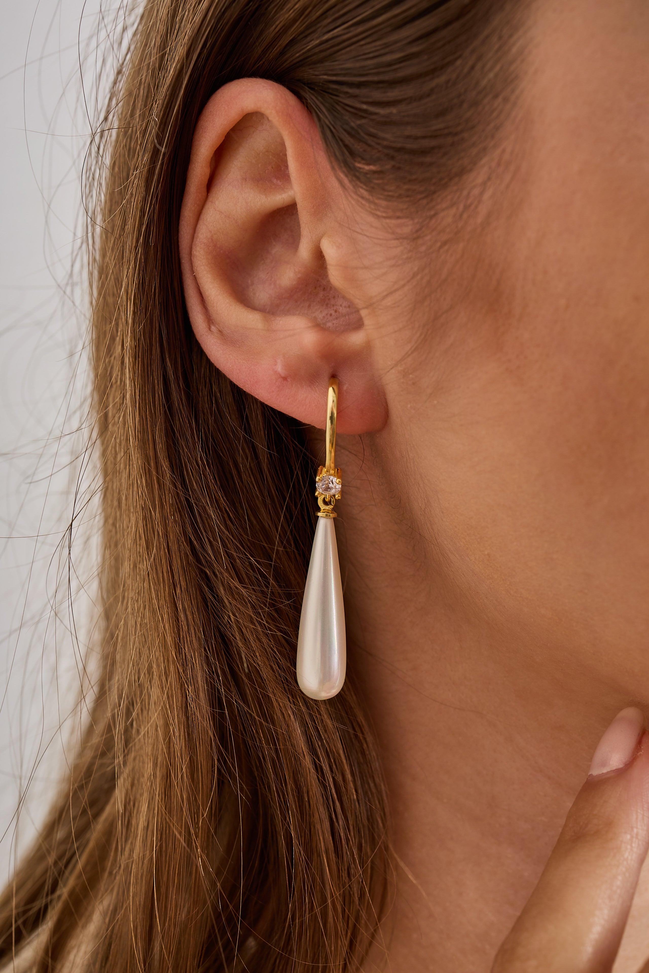 Long Teardrop Pearl Drop Earrings