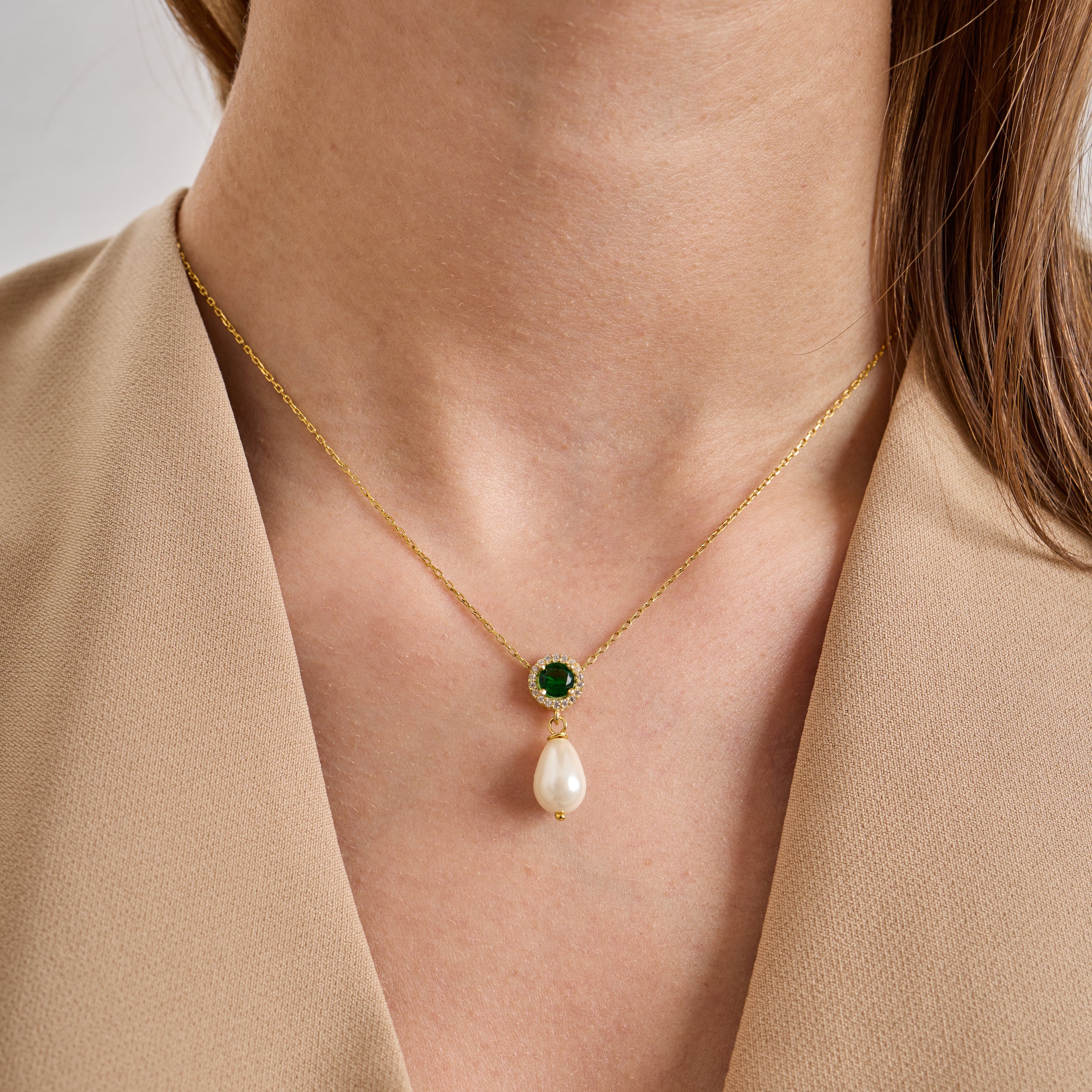 Emerald Green & Pearl Jewelry Set