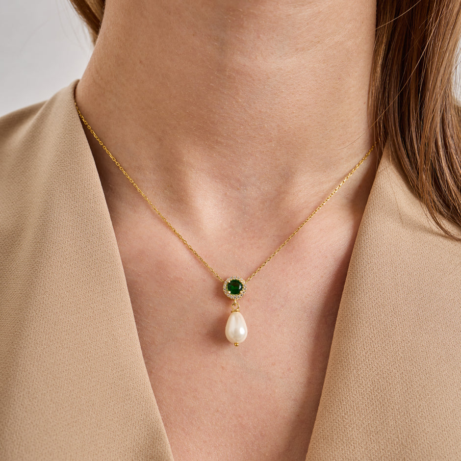Emerald Green & Pearl Jewelry Set