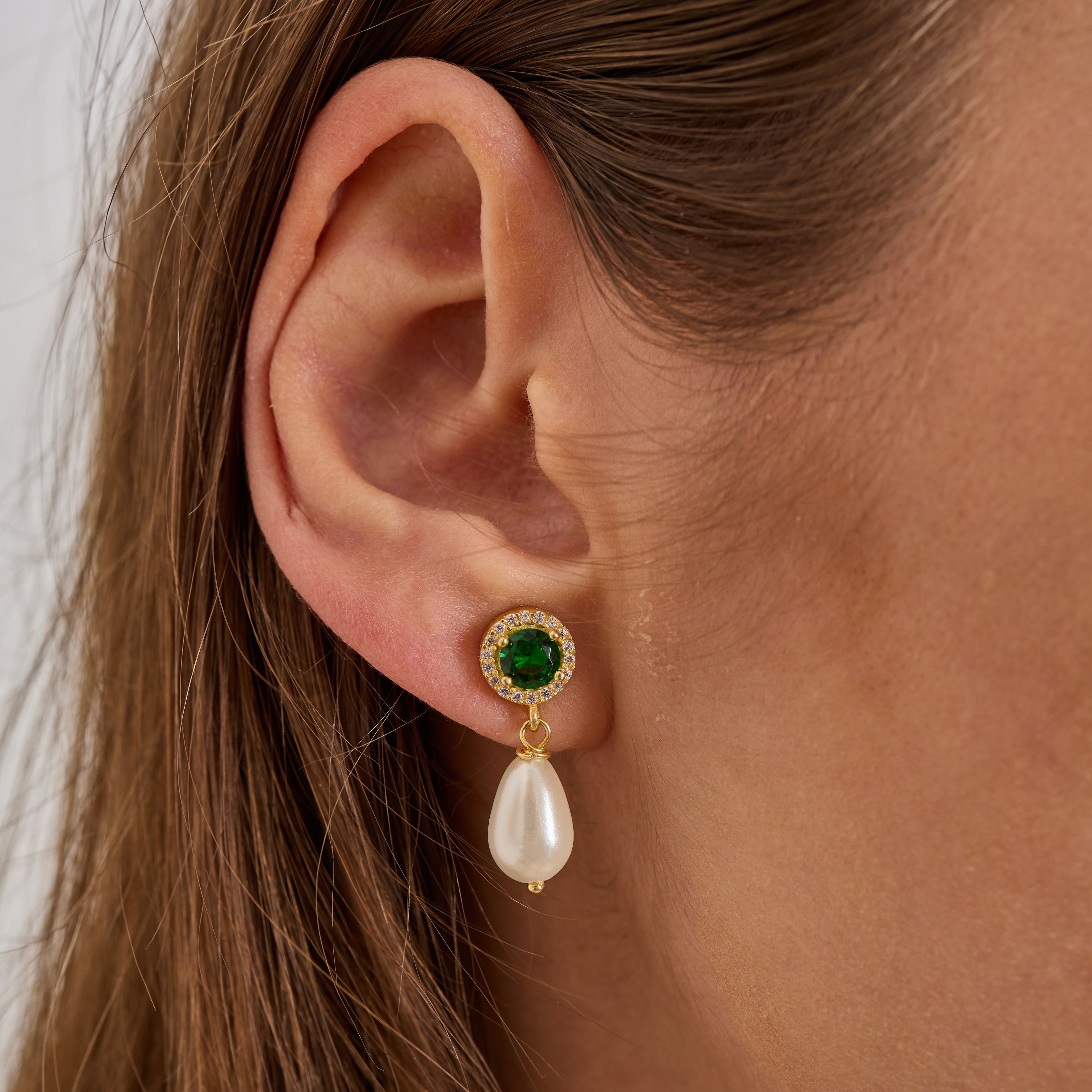 Emerald Green & Pearl Jewelry Set