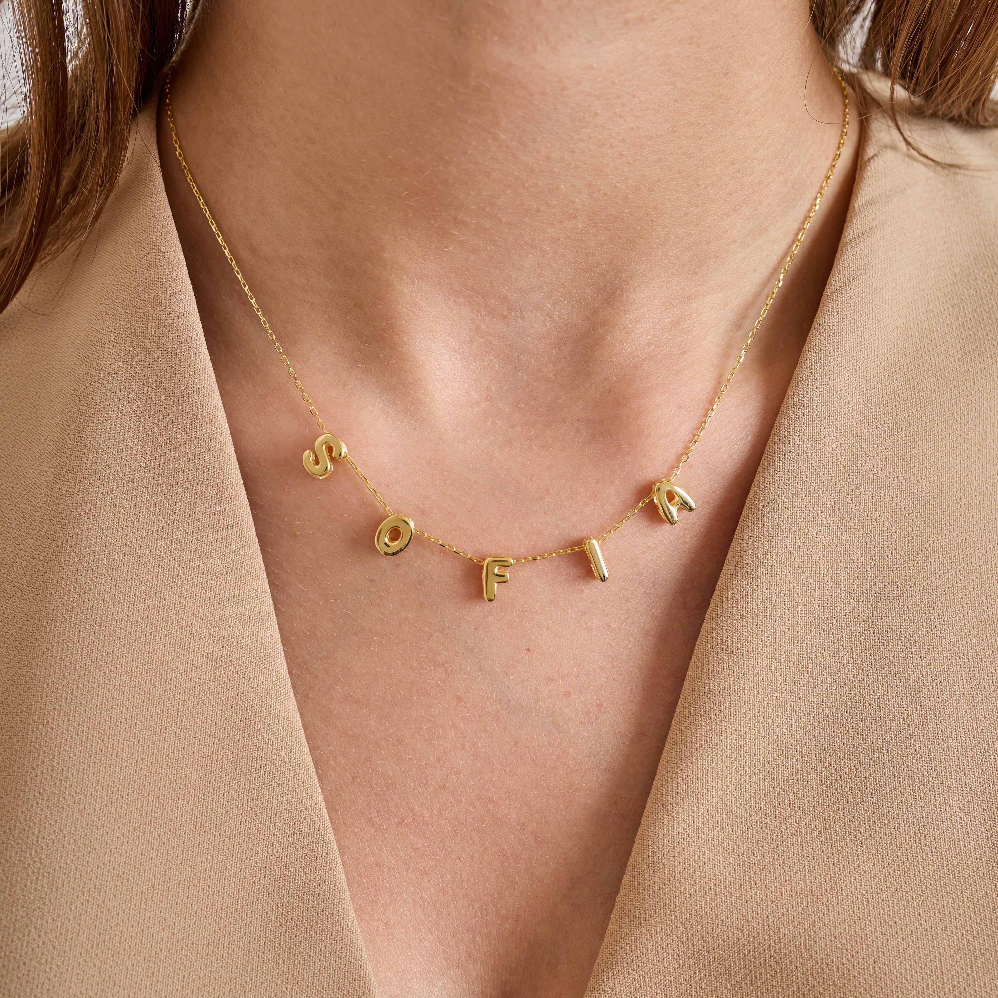 Custom 3D Bubble Letter Name Necklace
