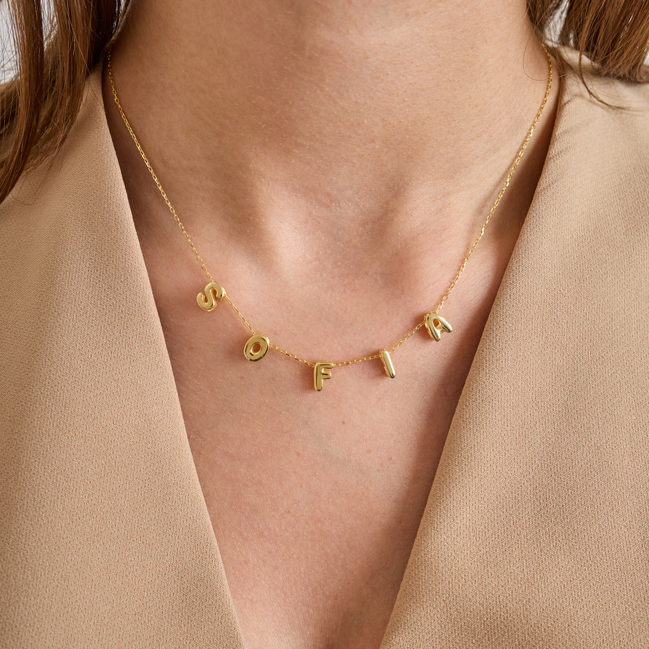 Custom 3D Bubble Letter Name Necklace