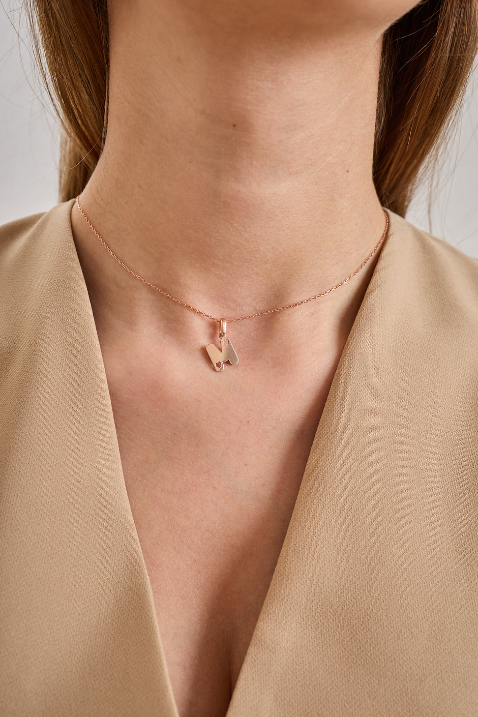 Sterling Silver Personalized Heart Cutout Letter Necklace