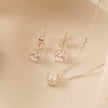 Diamond Necklace & Stud Earrings Set – 925 Sterling Silver - 4mm CZ Stone