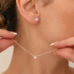 Diamond Necklace & Stud Earrings Set – 925 Sterling Silver - 4mm CZ Stone