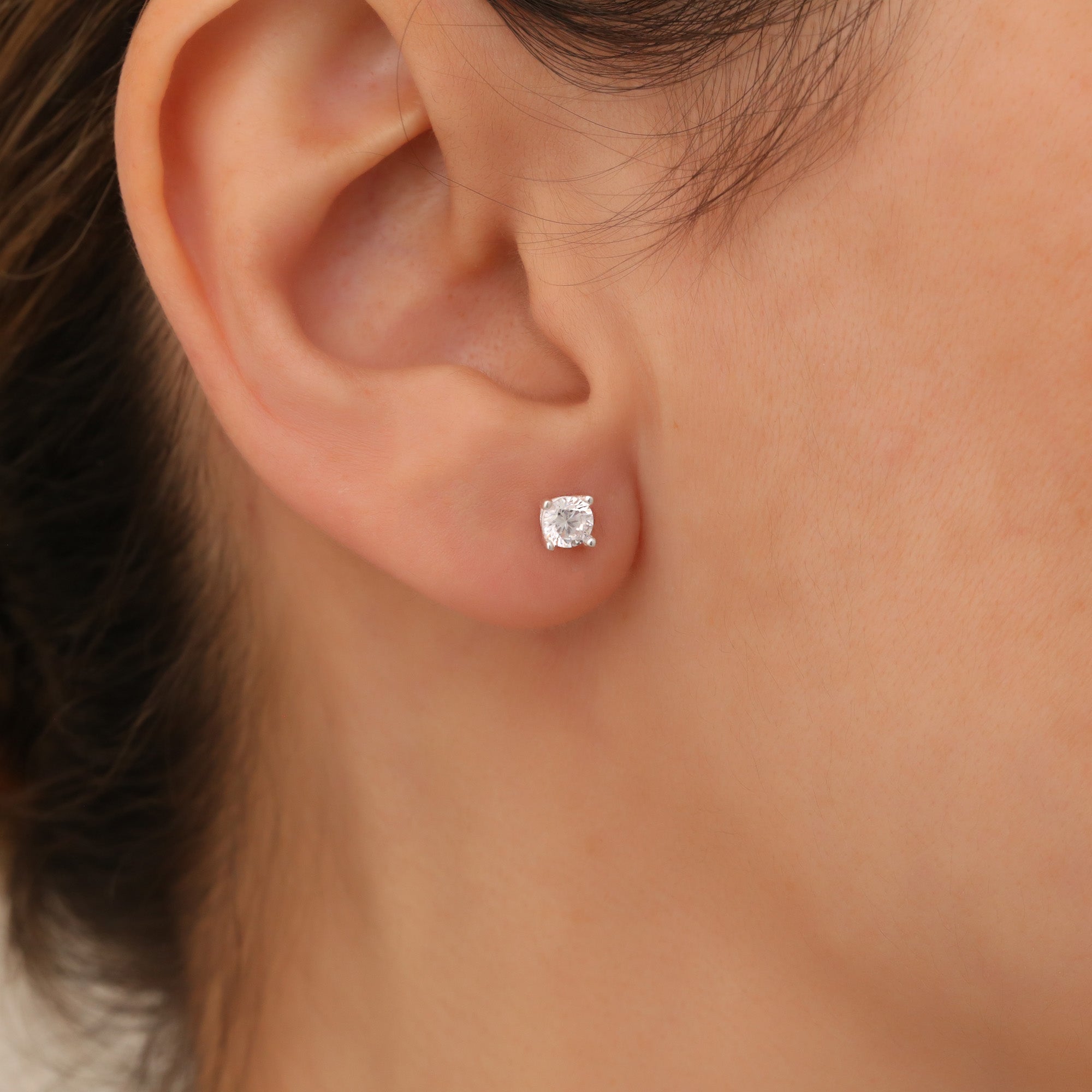 Diamond Necklace & Stud Earrings Set – 925 Sterling Silver - 4mm CZ Stone