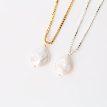 Baroque Pearl Pendant Necklace Box Chain Irregular Pearl Necklace Unique Baroque Pearl Necklace Bridesmaids Gifts Christmas Gifs