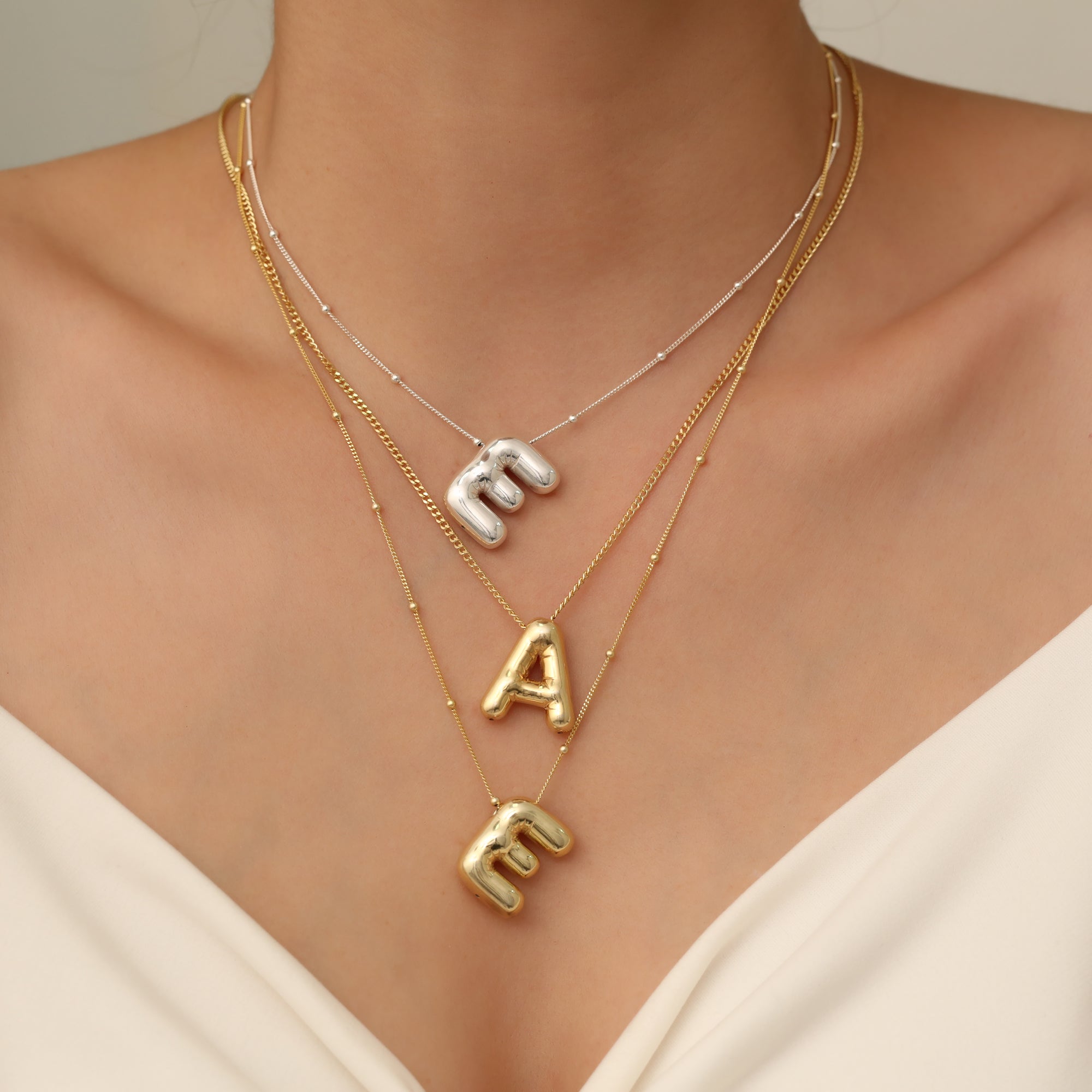 Bubble Letter Necklace Gold Filled 925 Sterling Silver 3D Bubble Initial Necklace Custom Letter Necklace
