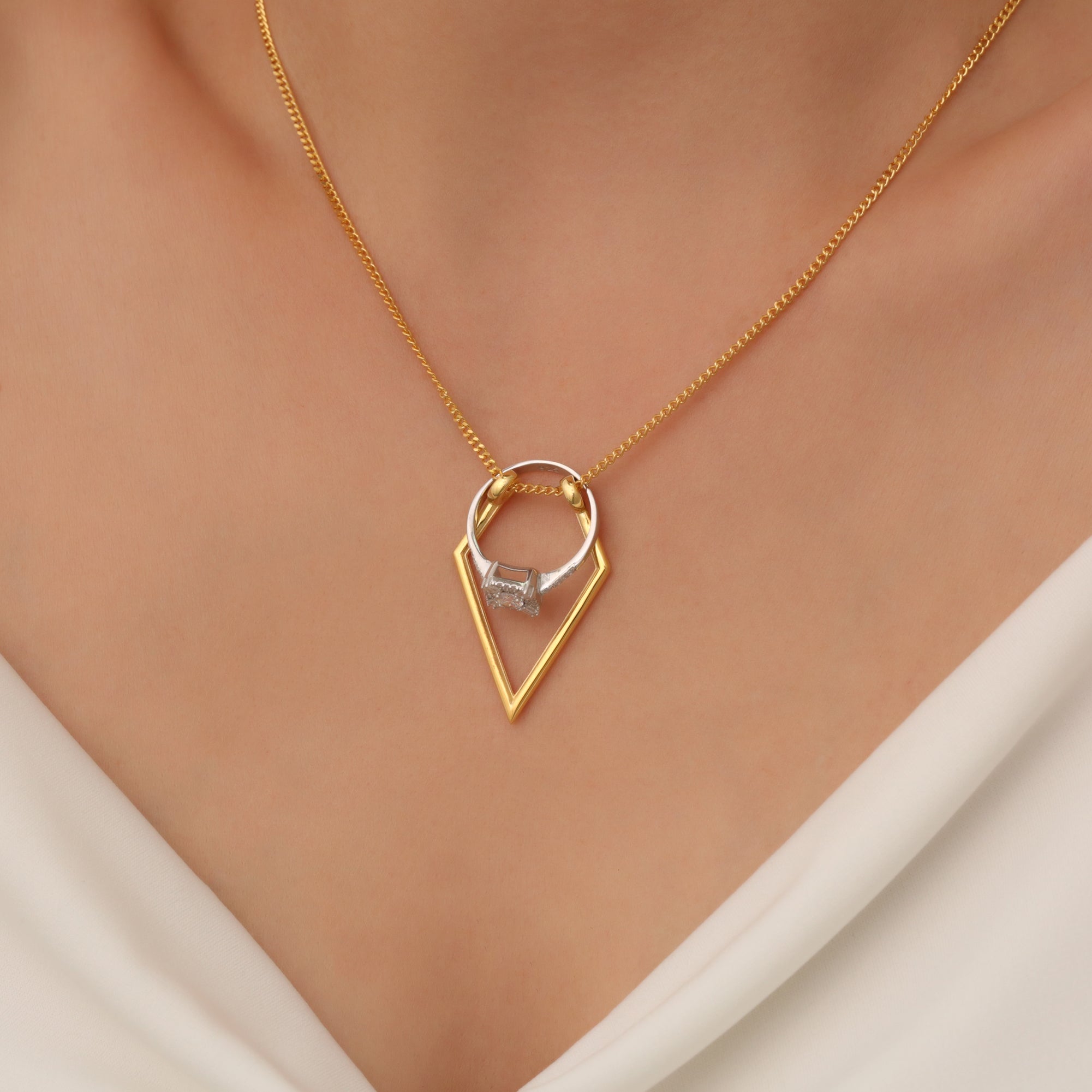 Geometric Ring Holder Necklace