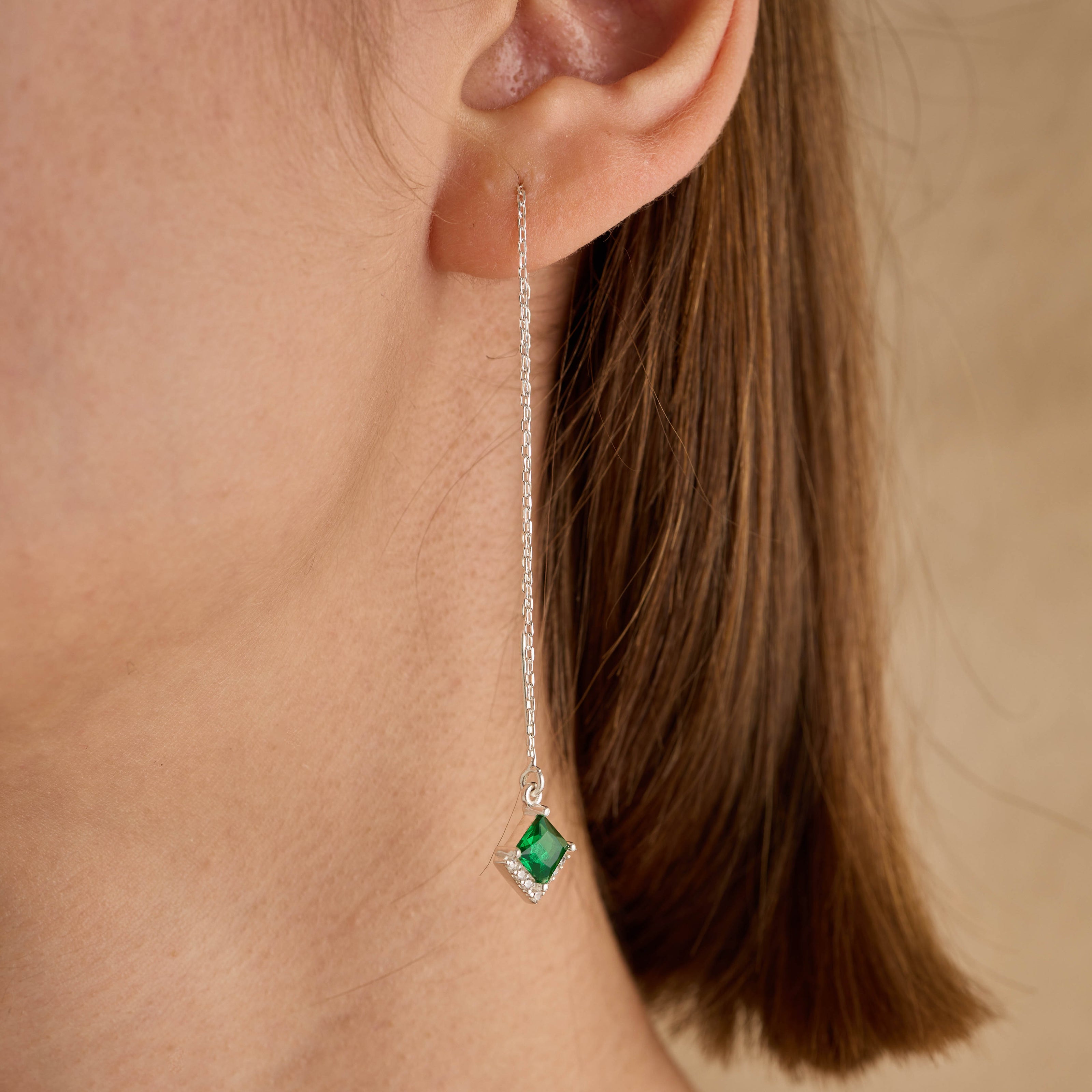 Princess Cut Pave Green Emerald Jewelry Set