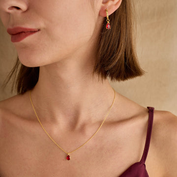 Drop Ruby Jewelry Set 925 Sterling Silver