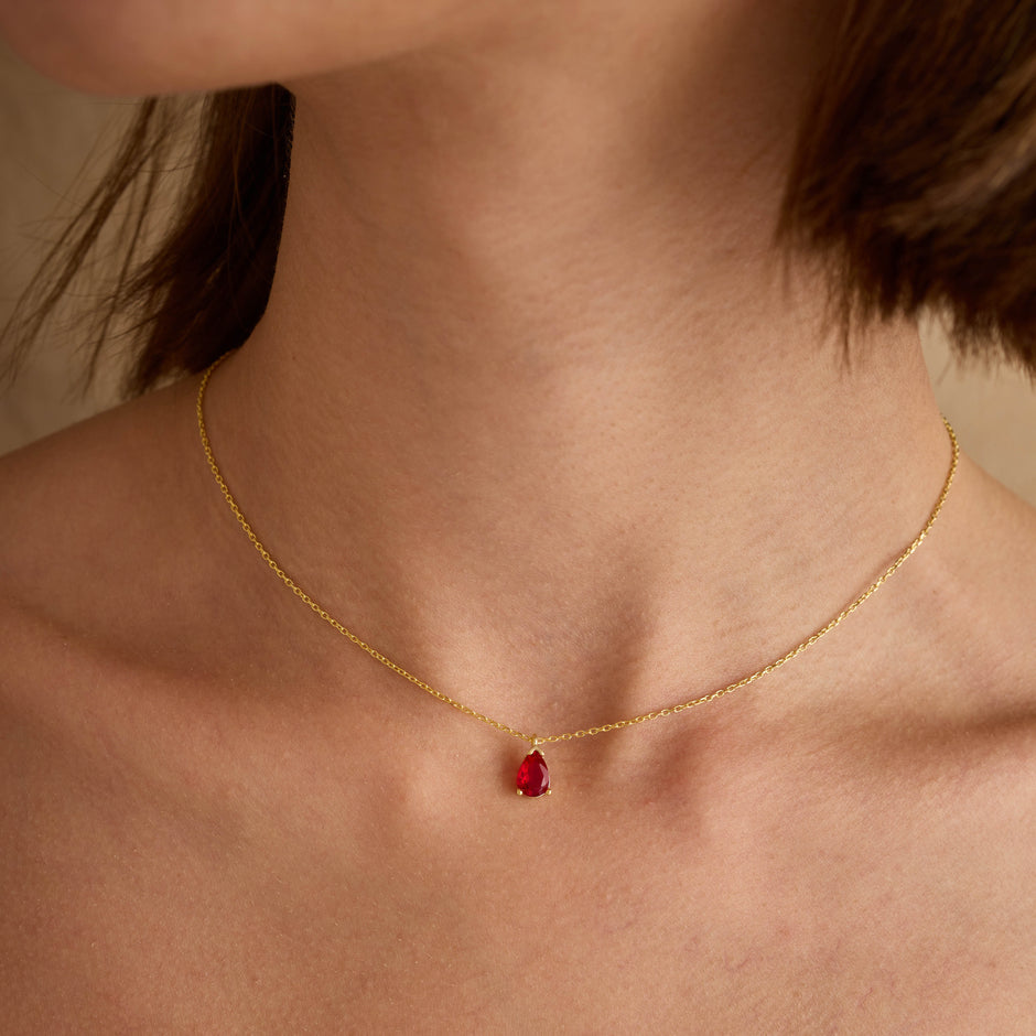 Drop Ruby Jewelry Set 925 Sterling Silver