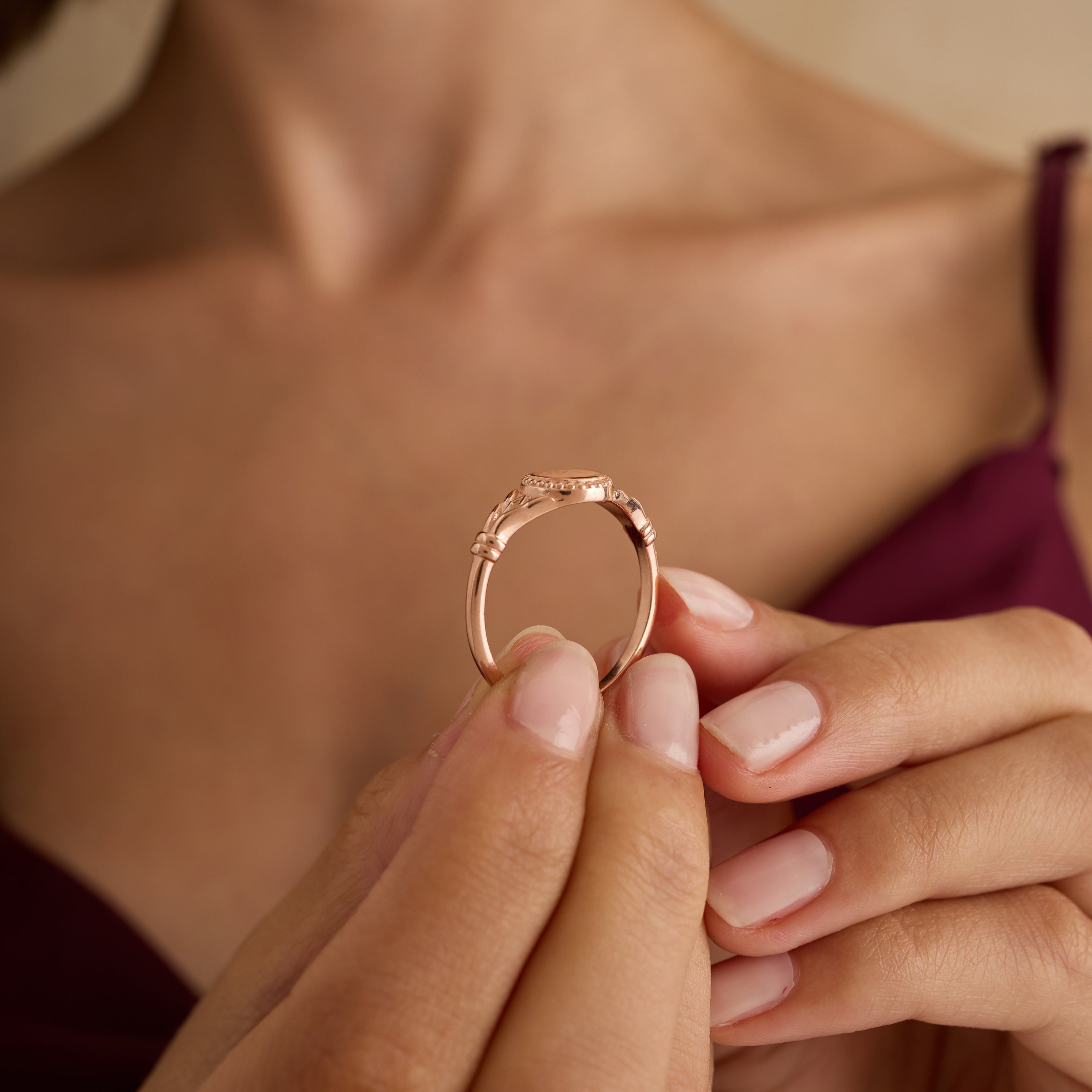 Personalized Initial Signet Ring in 925 Sterling Silver