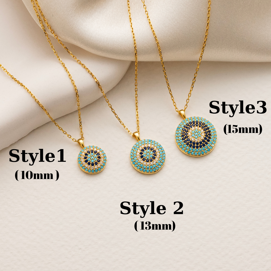 Pave Turkuaz Evil Eye Necklace