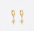 Dainty North Star Dangle Huggie Earrings 925 Sterling Silver