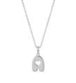 Sterling Silver Personalized Heart Cutout Letter Necklace