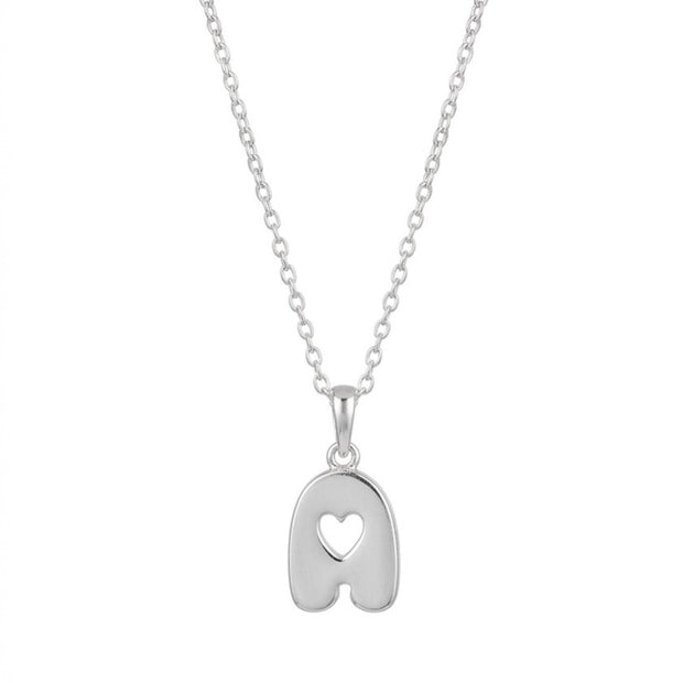 Sterling Silver Personalized Heart Cutout Letter Necklace