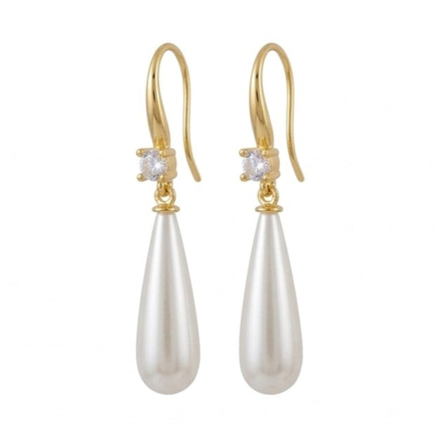 Long Teardrop Pearl Drop Earrings