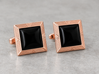 Black Square Art Deco Cufflinks in Silver, Gold Filled or Rose Gold Filled