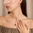 Dainty Pear Cut Blue Stone Pendant, Elegant Victorian Style Gold Necklace