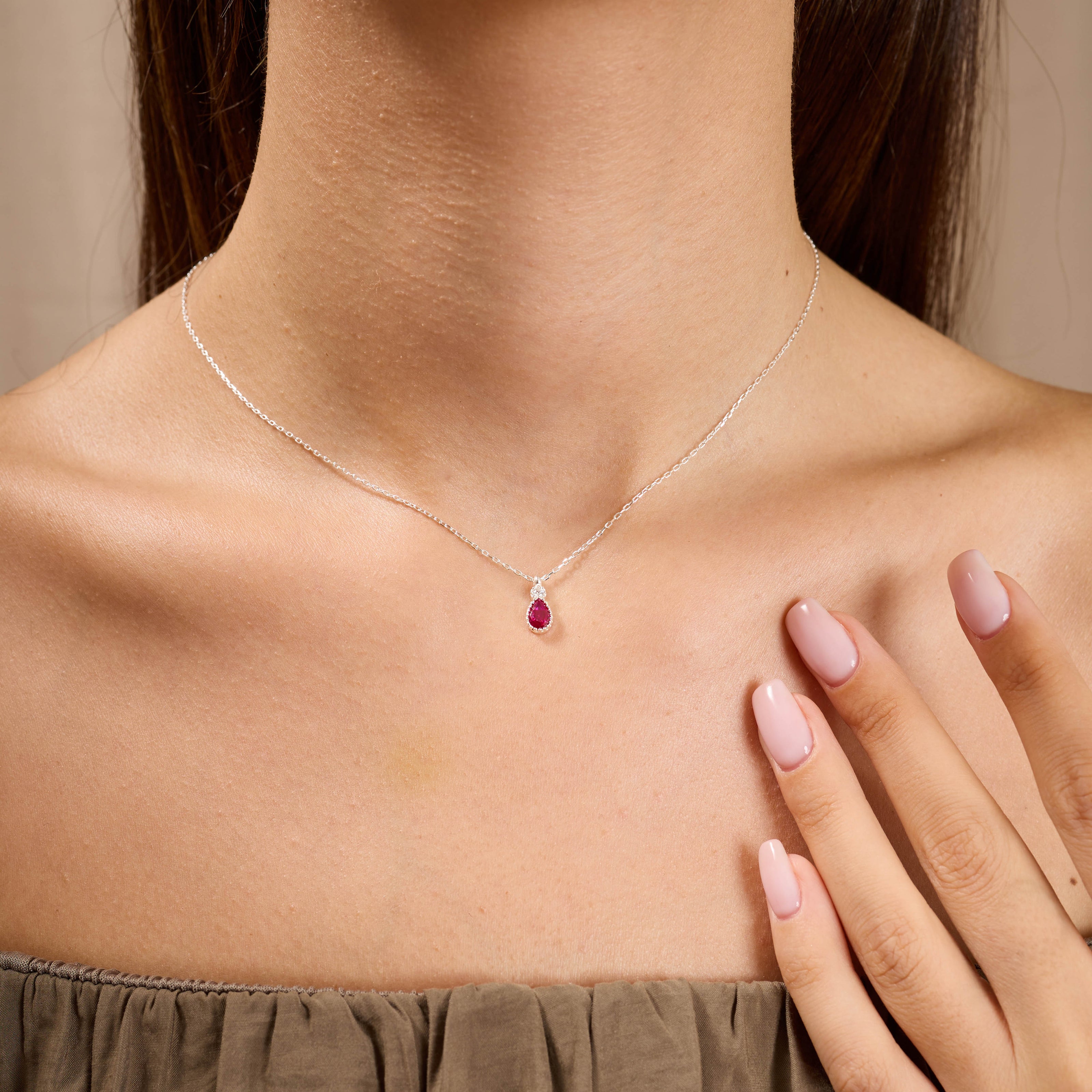 Dainty Drop Ruby Jewelry Set