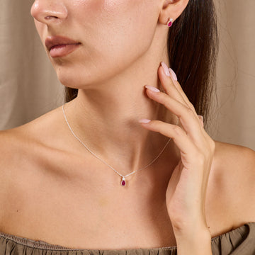 Dainty Drop Ruby Jewelry Set