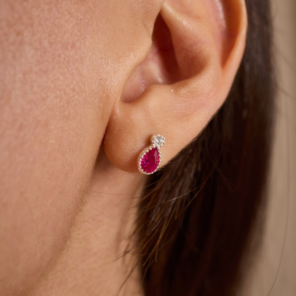 Dainty Drop Ruby Jewelry Set