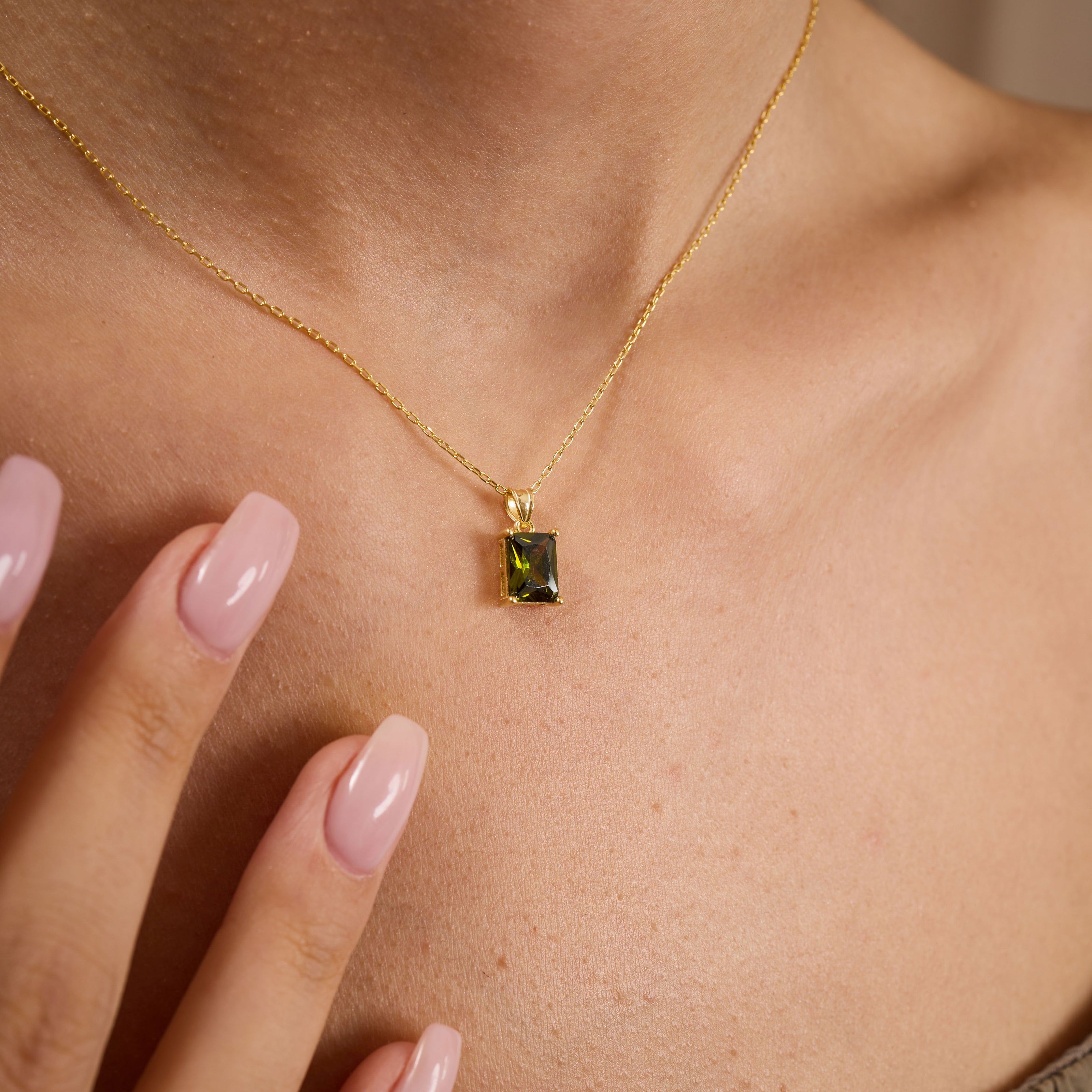Dainty Peridot Necklace & Earrings Set in 925 Sterling Silver