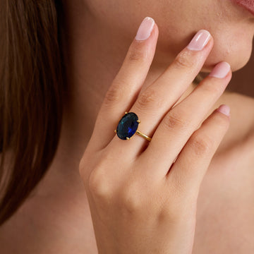 Oval Sapphire Style Blue Zircon Ring