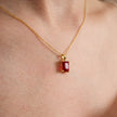 Dainty Ruby Necklace & Earrings Set in 925 Sterling Silver