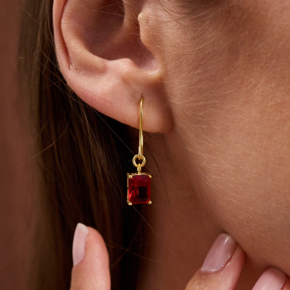 Dainty Ruby Necklace & Earrings Set in 925 Sterling Silver