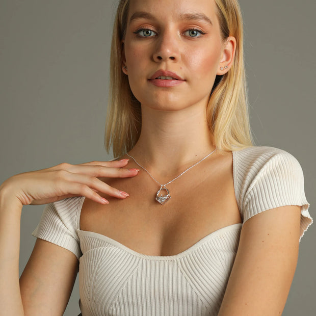 14K Solid Gold Mountain Ring Holder Necklace