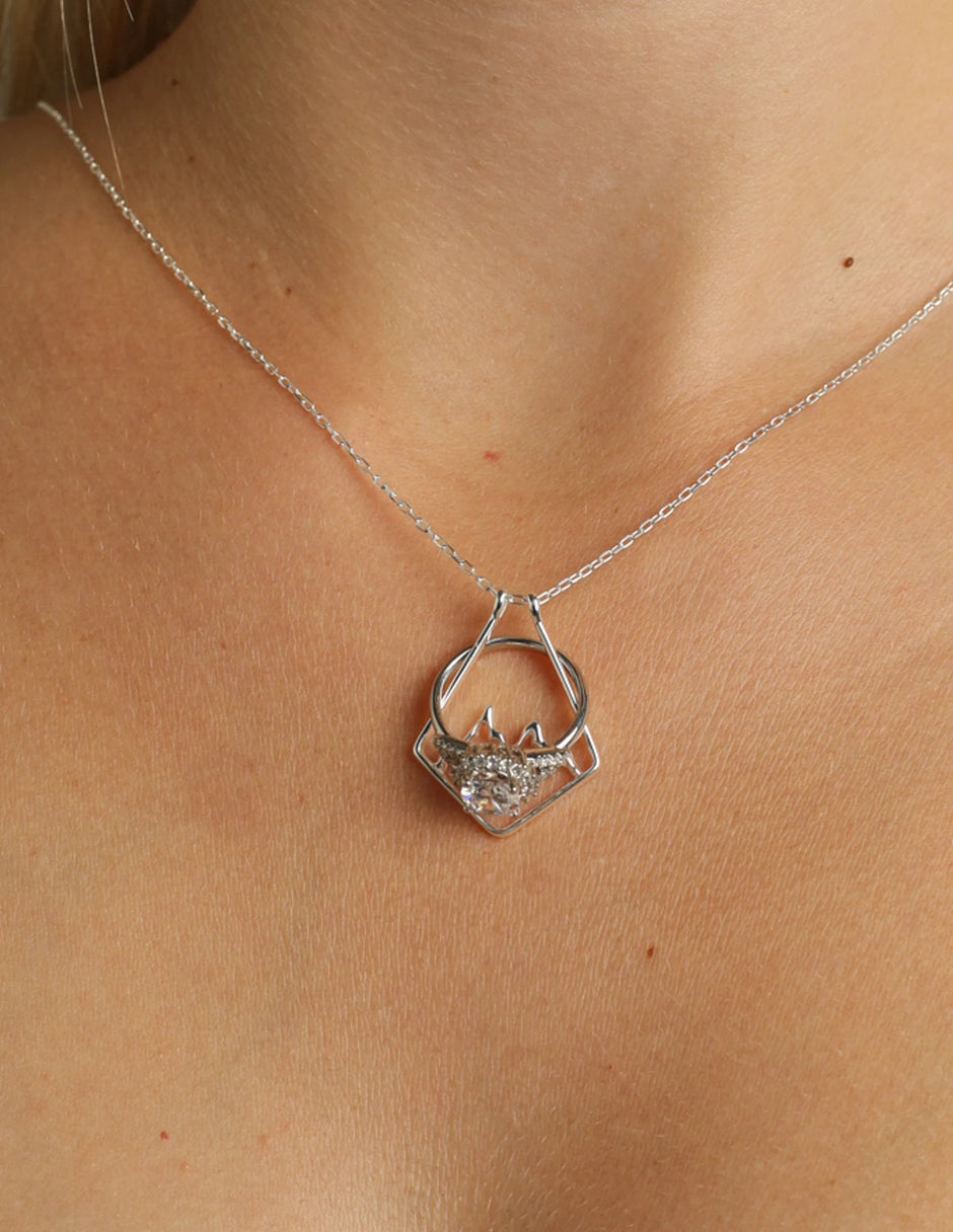 14K Solid Gold Mountain Ring Holder Necklace