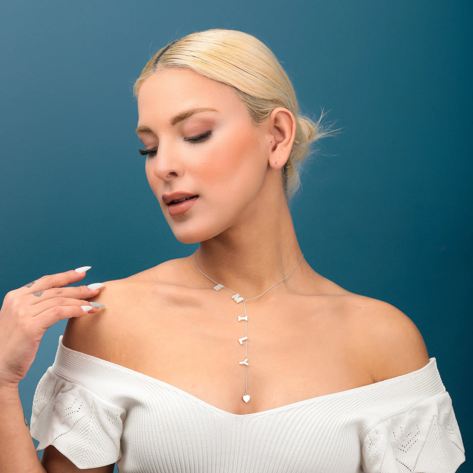 Mother of Pearl Lariat Name Necklace
