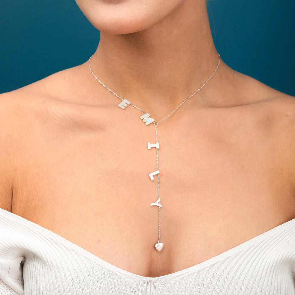 Mother of Pearl Lariat Name Necklace