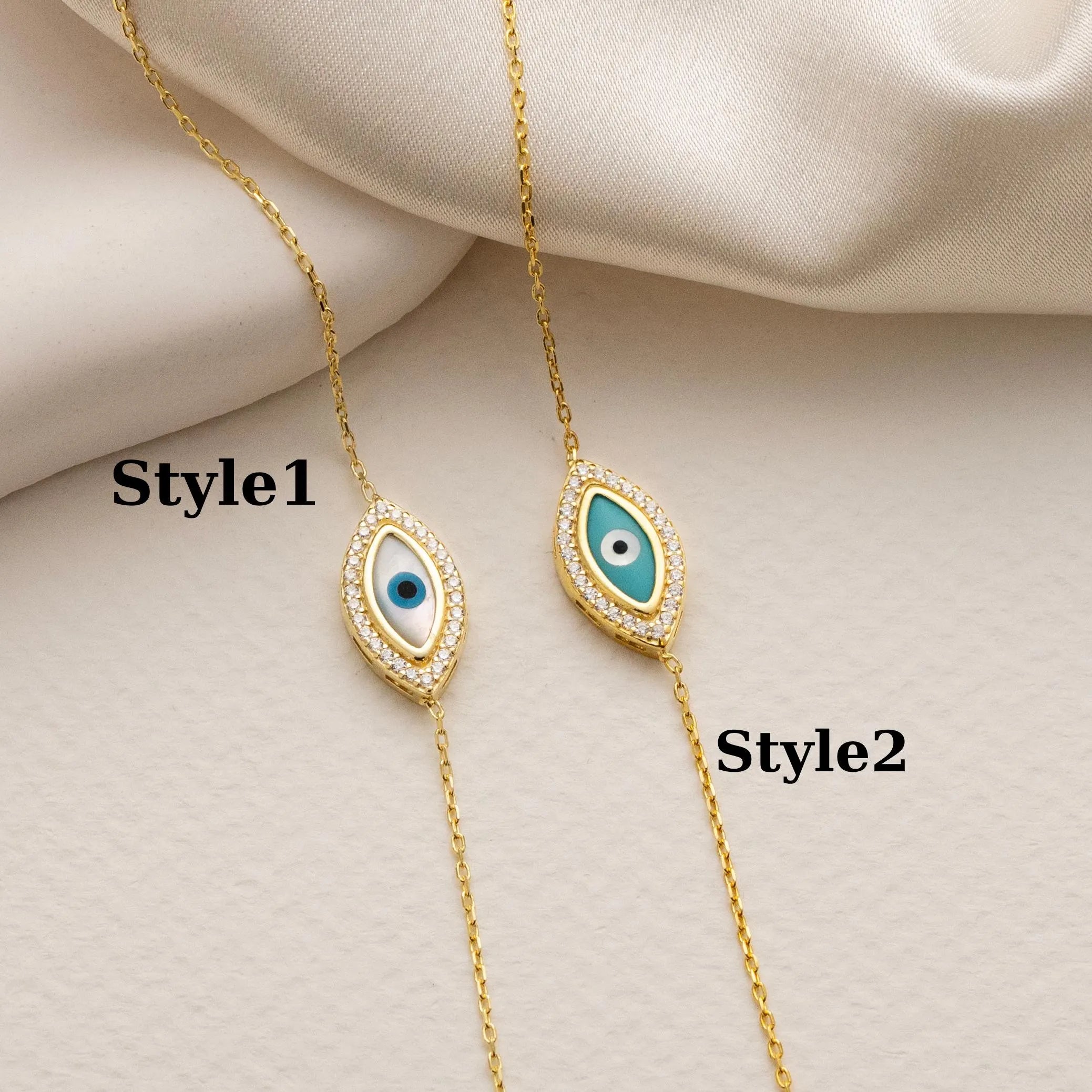925 Sterling Silver Evil Eye Bracelet with Sparkling Zircon Stones