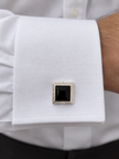 Black Square Art Deco Cufflinks in Silver, Gold Filled or Rose Gold Filled