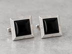 Black Square Art Deco Cufflinks in Silver, Gold Filled or Rose Gold Filled