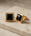 Black Square Art Deco Cufflinks in Silver, Gold Filled or Rose Gold Filled