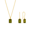 Dainty Peridot Necklace & Earrings Set in 925 Sterling Silver