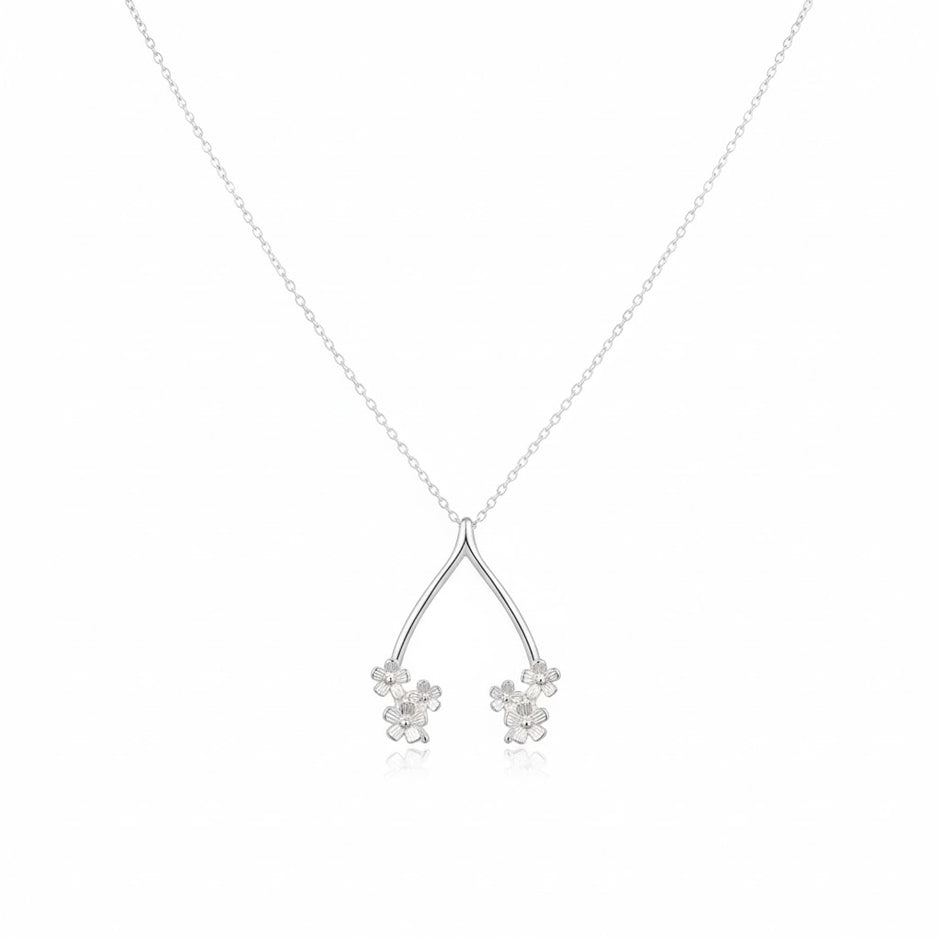 Flower Wishbone Ring Holder Necklace