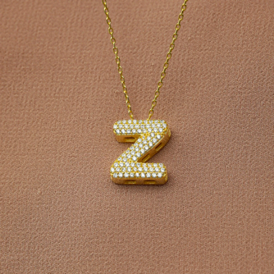 Letter 3D Necklace Gold Filling