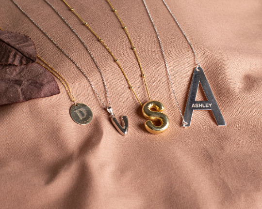 Balloon Letter Necklace Gold