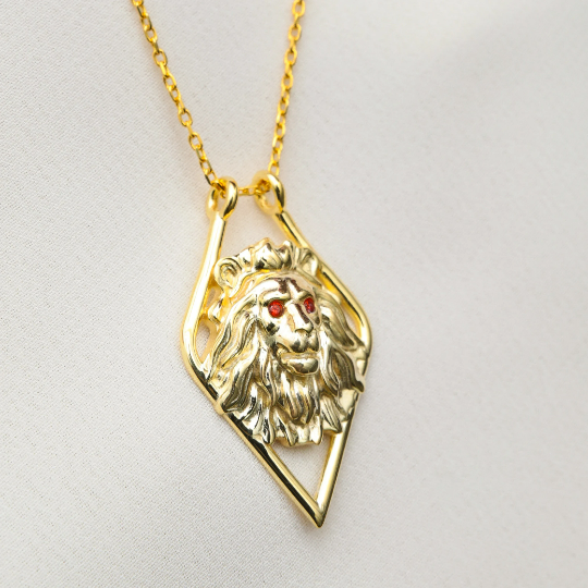 Lion Of Judah Geometric Ring Holder Necklace