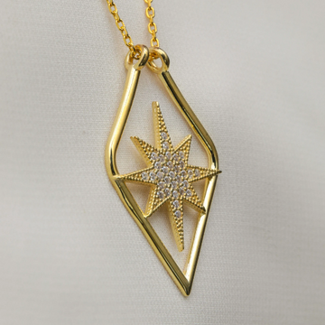 Gold North Star Necklace Geometric Ring Holder