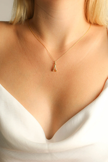 Gold Filled Tiny Wishbone Necklace