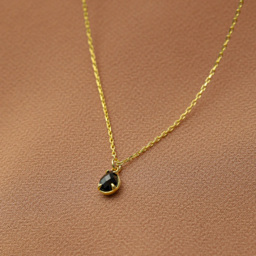 Tiny Silver Obsidian Cyristal Necklace