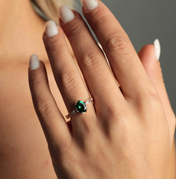 Dainty Green Emerald Ring